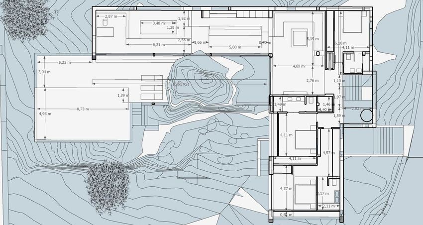Plano 1 de Calle Abeto — Chalet de obra nueva de 466 m² con piscina infinity en Los Robles · Torrelodones
