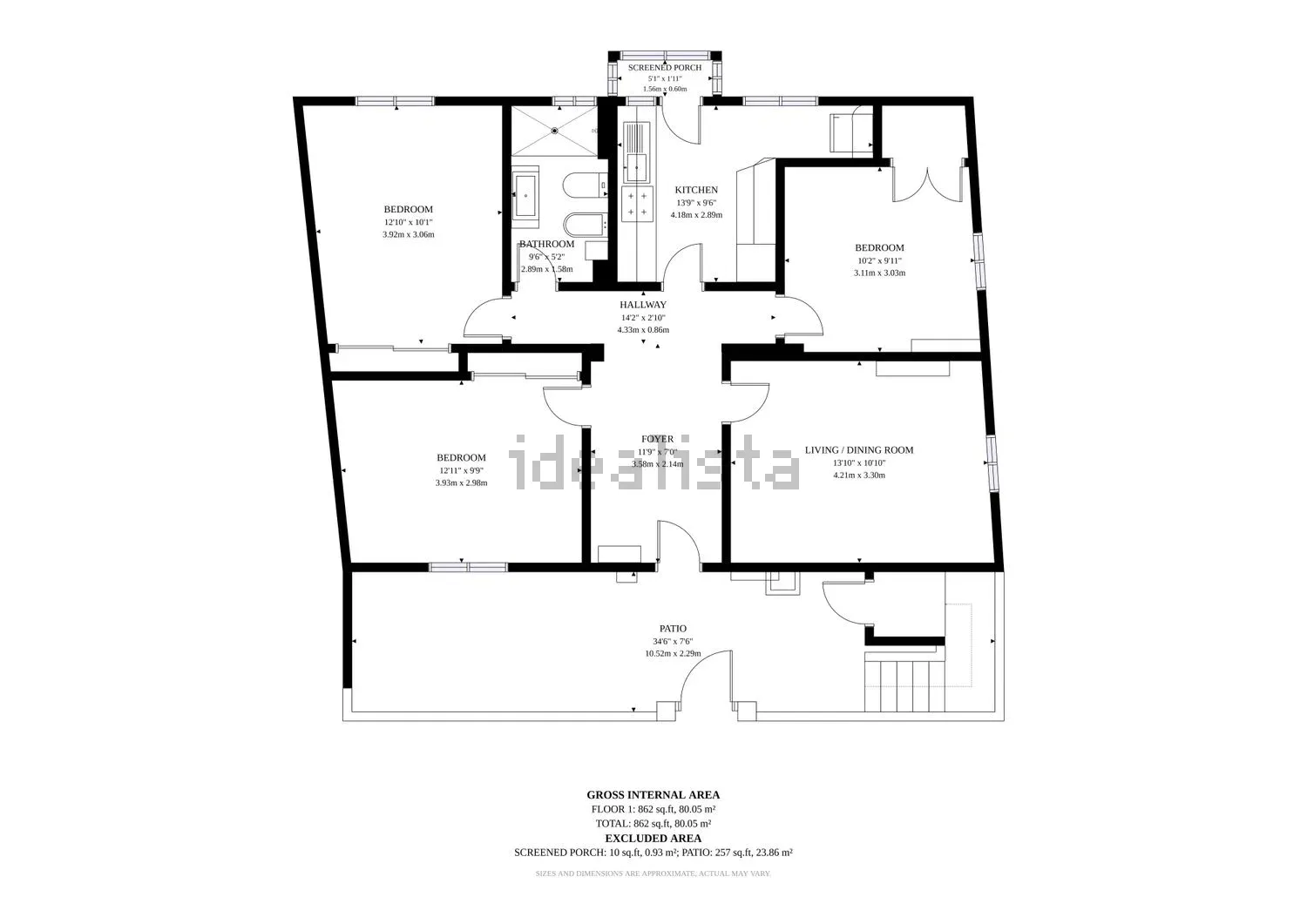 Plano de Vivienda en planta baja con patio privado y garaje en el centro de Guadarrama