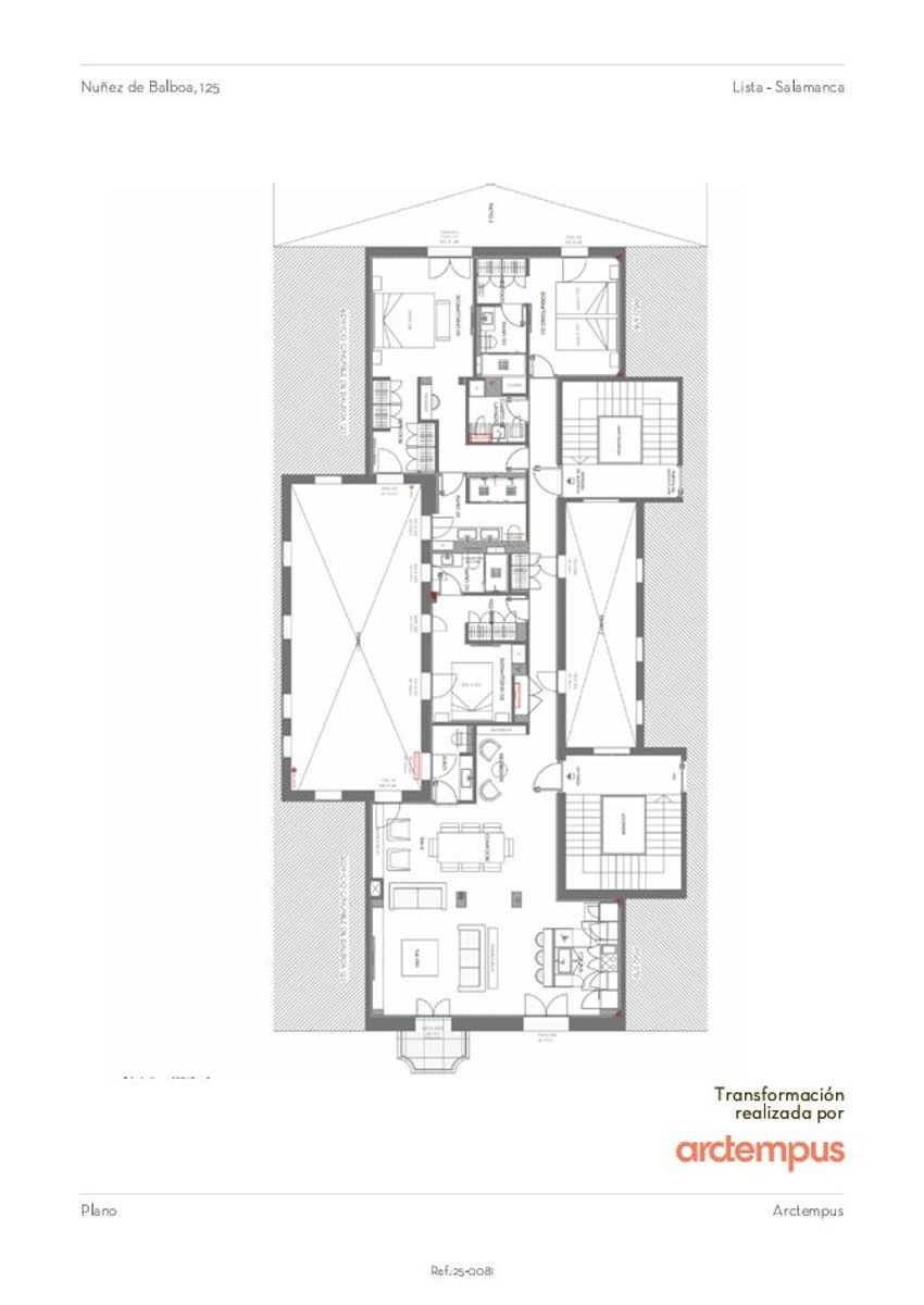 Plano de Núñez de Balboa, 125 · Vivienda exterior de 201 m² reformada por ArcTempus en Castellana